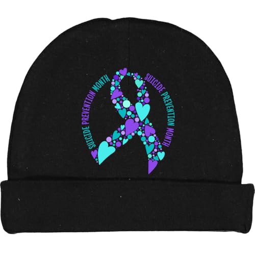 inktastic Suicide Prevention Month Teal and Purple Ribbon Made Baby Beanie Hat