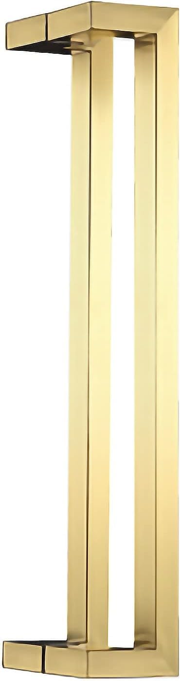 DFGHNBVC Stainless Steel Heavy Duty Modern Square Rectangular Barn Door Handle Push Pull For Commercial Entrance Office Shop Fron,Yellow Titanium-16.7In (42.5Cm)