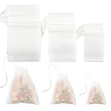 Coobey 300 Pieces Tea Filter Bags Disposable Drawstring Tea Filter Bags for Loose Leaf Tea or Flower Fruit Teas (Mixed Sizes)