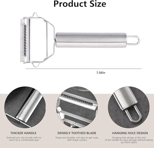 Image of YETI 2-in-1 Stainless Steel Julienne & Serrated Vegetable Peeler - Dual-Blade Peeler for Fruits, Potatoes, Carrots & Cucumbers (Silver)