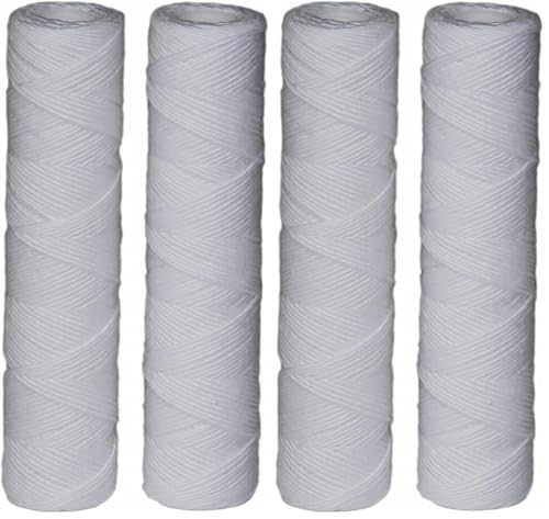 Image of EcoPure EPW2S String Wound Whole Home Replacement Water Filter-Universal Fits Most Major Brand Systems (4 Pack), 2 Count (Pack of 1), White