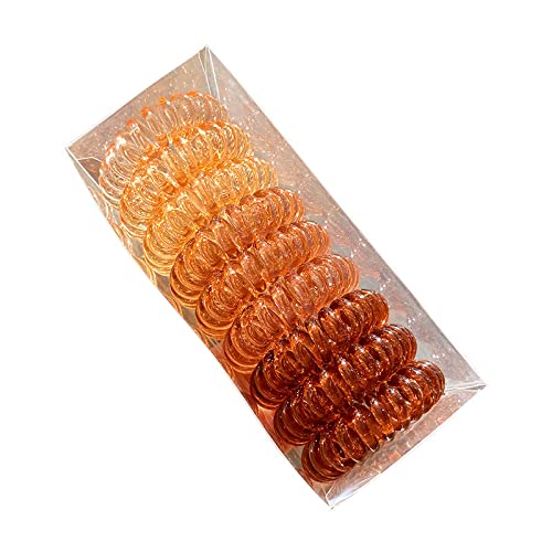 El Regalo 9 Pcs Spiral Hair Ties, No Crease Coil Hair Ties, Phone Cord Hair Ties for Thick Hair - Ponytail Holder Elastics for Kids/Girls/Women (Browinsh)-image-45