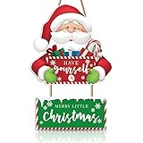 LHIUEM Have Yourself A Merry Little Christmas Wooden Hanging Sign, Santa Claus Xmas Welcome Door...