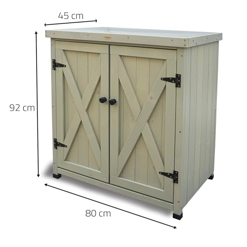 HABAU Laura 3093 Garden Cabinet with Integrated Plant Table, Grey, 80 x 45 x 92 cm HABAU Laura 3093 Garden Cabinet with Integrated Plant Table, Grey, 80 x 45 x 92 cm