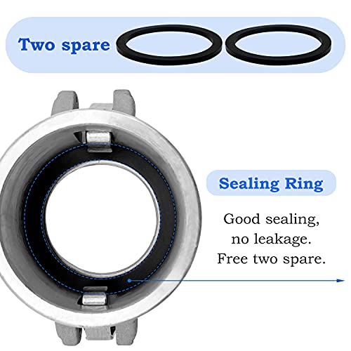 Bitotu 2Pcs Aluminum Global Cam And Groove Hose Fitting Npt D-150 1-1/2" Type D With 2 Pcs Camlock Gasket Female Camlock With Female Threads (1.5 Inch, Type D) #TOP2