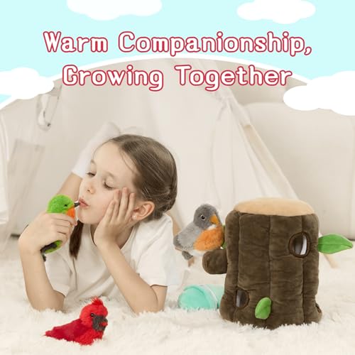 Image of Bird Stuffed Animal Set, Treehouse Plush with 3 Birds & Egg, 12 inch