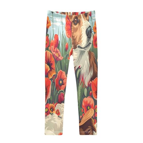 Bolaz Toddler Girls Leggings Printed Yoga Pants Leggings Cowboy Hat Dog Poppies for Kids