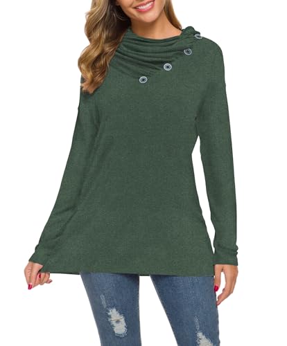 Image of WEACZZY Women's Long Sleeve Shirts Button Cowl Neck Casual Loose Tunic Tops Blouse Dressy Fashion 2026