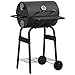 Outsunny Barbecue a Carbone con Coperchio e Termometro, BBQ a Carbonella Portatile con Mensole e Ruote, 68x63x102cm, Nero