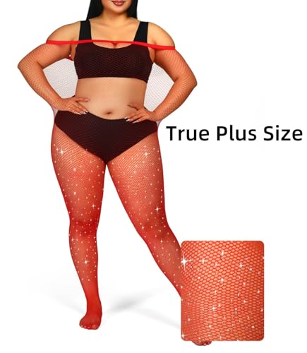 Image of Plus Size Fishnet Tights Sparkle Stockings Glitter Pantyhose High Waist Fine Mesh Stockings Value Pack of 2