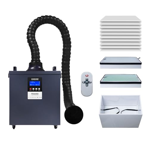 KNOKOO Laser Solder Fume Extractor FES350 Soldering Smoke Absorber Suitable for Laser Marking and ESD Soldering Station(Gray)