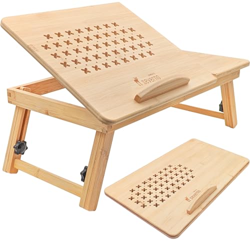 Happy Sunday - Mesa plegable para ordenador portátil, ajustable, con ventilación, soporte de cama de madera