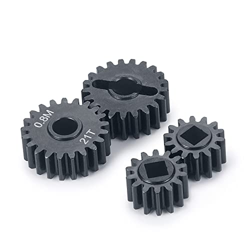 WEFEINO Harden Steel Overdrive Portal Gears 14T/21T Compatible with Axial 1/10 SCX10 AXI03000 AXI03004 Capra RC Crawler Car Upgrade Parts (14T 21T)