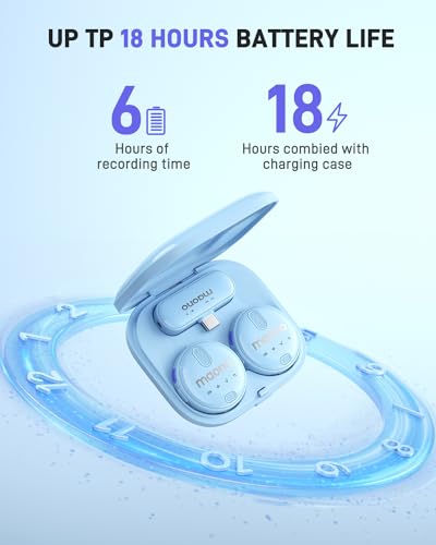 Image of MAONO Wireless Collar Mic for YouTube PC and Type C Mobile, Noise Cancellation Lapel mic with 6H Battery, 100m Transmission, Gain, Mute, Monitoring for YouTube, Vlogging, Podcasting (WM620-Blue)