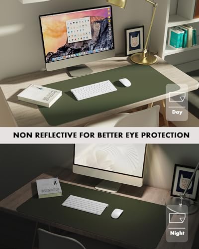 Image of YSAGi Double-Sided Desk Pad, 35.4 inchx17 inch Leather Desk Mat, Eco Cork Desk Pad Protector,Large Mouse Pad,Waterproof Desk Blotter for Office /Home (Dark Green /Cork)