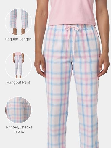 Image of Enamor Mid Rise Full Length Adjustable Drawstring Hangout Pant for Women - Relaxed Fit, Combed Cotton - E4A5