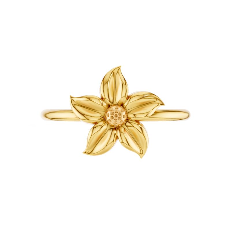 9KT / 14KT / 18KT Sunburst Flora Yellow Gold Ring For Women | S14