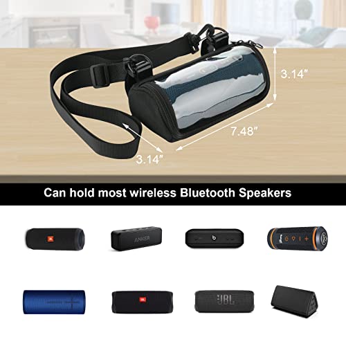 Txesign Bike Handlebar Bag Mesh Bag With Clear Window For Jbl Flip 4/Flip 5/Flip 6 Bluetooth Speaker Travel Carrying Case Speaker Protective Pouch With Shoulder Strap For Bike Golf Cart Railing #TOP1