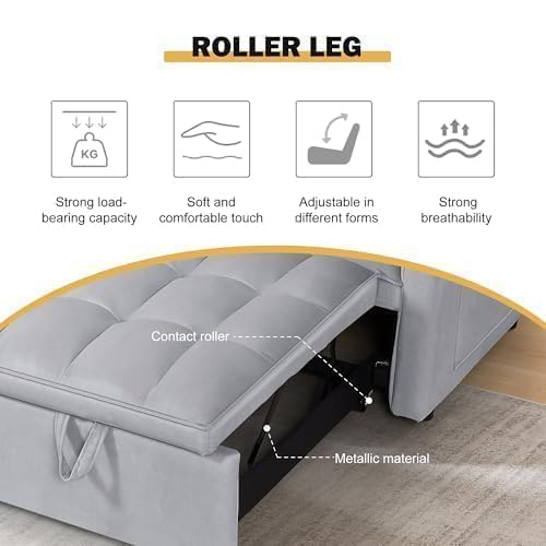 Trygoal Sleeper Sofa Bed with Adjustable Backrest & Side Pockets, Gray by Trygoal - Used condition - Image 6