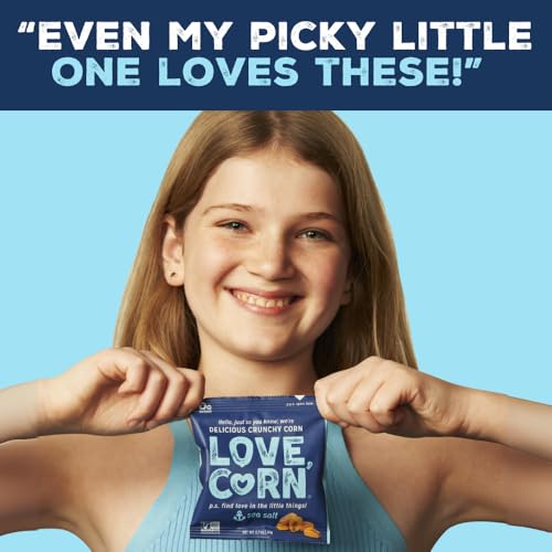LOVE CORN Limited Edition Minions Crunchy Corn Lunchbox Snack (Sea Salt 0.7oz x 30 Bags) – Healthy Snacks For Kids, Ideal for Gluten Free & Vegan Diets – Low Sugar Alternative for Chips, Mixed Nuts