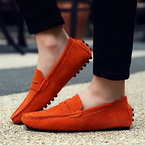 Mens Men's Loafers Suede Vamp Stitching Details Genuine Leather Anti-slip Slip Resistant Flat Heel Fashion Slip-ons4