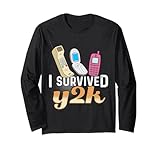 maglietta vintage con scritta i survived y2k, regalo divertente per cellulare maglia a manica