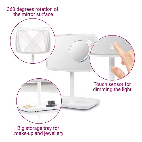 medisana CM 848 cosmetische spiegel, make-up spiegel met LED-verlichting, dimbaar, 5 en 10x zoom, 360° draaifunctie… - Image 7