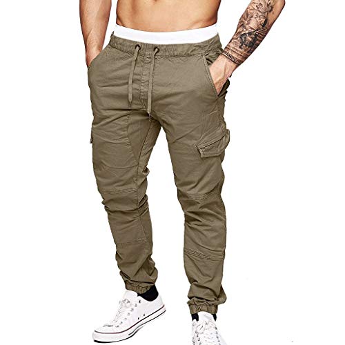 NEARTIME Pants for Mens, Men's Sport Pure Color Bandage Casual Loose Sweatpants Drawstring