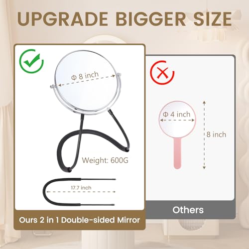 Espejo doble grande redondo con soporte ajustable para cuello miniatura 2