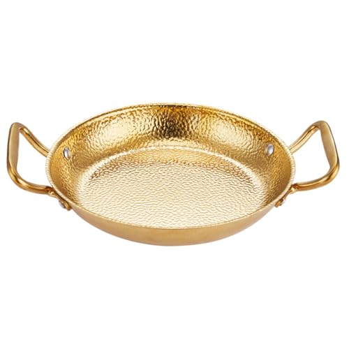 ABOOFAN Paellera de Acero Inoxidable Doble Asa Resistente al Desgaste para Uso Diario Cocina para Mariscos y Guisos Pan Plano Dorado para Gas y Eléctrica