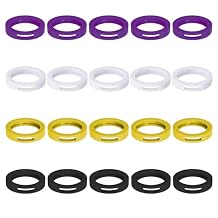 25 PCS Round Key Cap Tags, Soft Key Covers caps, Key Covers Protectors for Standard Regular Thin Flat House Keys Not for Odd-Shaped Keys, Purple, White, Yellow, Black, Black