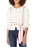 BCBGMAXAZRIA Women's Pleated Shoulder Cardigan Sweater, Gardenia Combo, XS