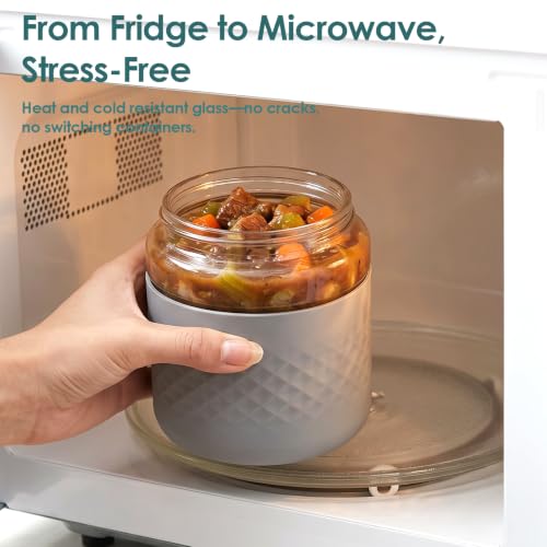 Image of 32 oz /4 Cup Glass Lunch Bowl Container with Lid, Leak & Spill Proof