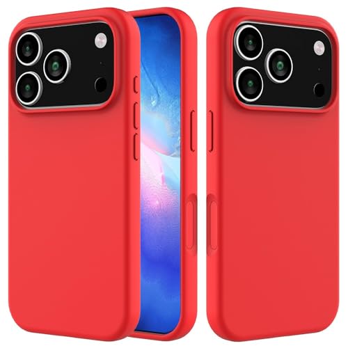 Image of Back Cover Compatible with iPhone 17 Pro Max Case Liquid Silicone Full Protection Shock Proof Back Cover for iPhone 17 Pro Max (Red)
