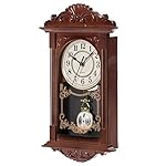 Clockswise Vintage Grandfather Wood-Looking Plastic Pendulum Decorative Battery-Operated Wall Clock Brown, for Office, Home Decor, Living Room, Kitchen, or Dining Room,Brown - Image 3