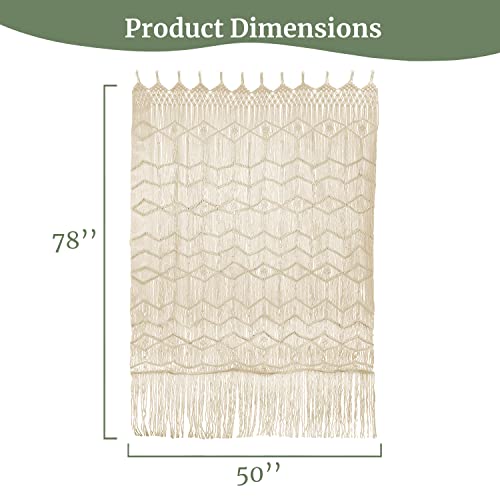 Livalaya Macrame Curtain Wall Hanging With Tie, 78" X 50" Boho Room Divider, Wall Art, Door Cover, Window Curtain, Or Closet Cover For Boho Decor In Home, Bedroom, Kitchen, Or Wedding Backdrop #TOP6