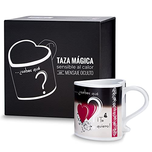Froster Taza Mágica con Mensaje ‘Te Quiero’, Cambia Color y Temperatura, Corazón, San Valentín, Amor, para Mujer y Amiga