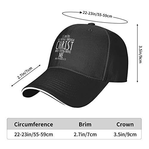 Tureiop I Can Do All The Things Through Christ Trucker Hat Men Women America Jesus Christian God Baseball Cap Black Cowboyhat #TOP5