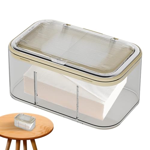 Tuxxjzm Porta fazzoletti trasparente, porta fazzoletti con coperchio, dispenser per tovaglioli per la casa, supporto da parete rettangolare, scatola dispenser per fazzoletti cosmetici per bagno