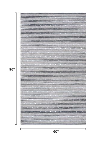 Tapete Decorativo de Algodón y Lana 5' x 8' Azul miniatura 2