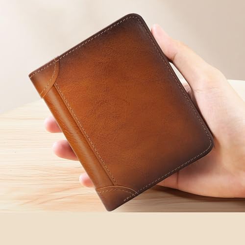 Leather Trifold RFID Wallet For Men With Flip Out ID Holder | Multi-Slot Billfold For Daily Essentials(Darkbrown)