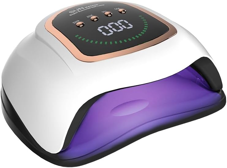 200W UV LED Nail Lamp with 42 LED Beads and 4 Time Settings,Gel Cure Lamp,Auto Sensor,Professional Curing Light for Nails(White Light)