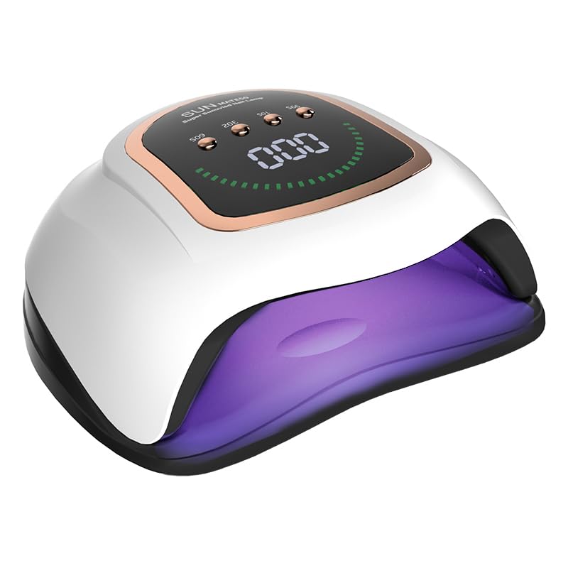ROYOAA 200W UV LED Nail Lamp with 42 LED Beads and 4 Time Settings,Gel Cure Lamp,Auto Sensor,Professional Curing Light for Nails(White Light)