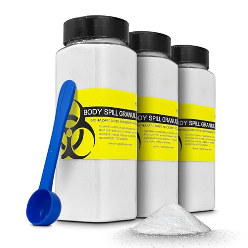 3x 500g Bottles (1.5kg) RE-GEN Body Fluid Clean Up Vomit Urine Biohazard Spill Absorbent Granules | Ideal for first aid kits patient care facilities spill response stations janitorial supplies