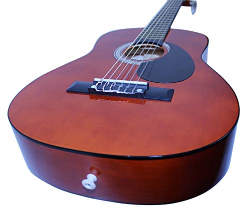 Vizcaya Beginner 31” Classical Acoustic Guitar 1/4 Size Nylon Strings Classical Guitar With Gig Bag, Strap, Picks, Pick Holder, Extra Strings, Electronic Tuner For Students, Adults-Coffee #TOP3
