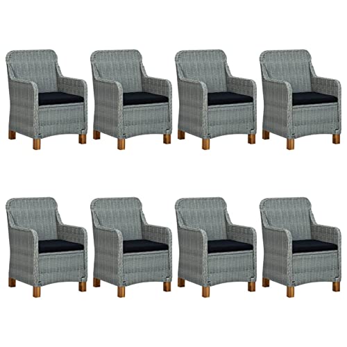 MOONAIRY 9-TLG. Garten-Essgruppe mit Auflagen, Gartenmöbel Set, Gartengarnitur, Garten Sitzgruppe, Lounge Set, Loungemöbel, Poly Rattan Hellgrau – Bild 2