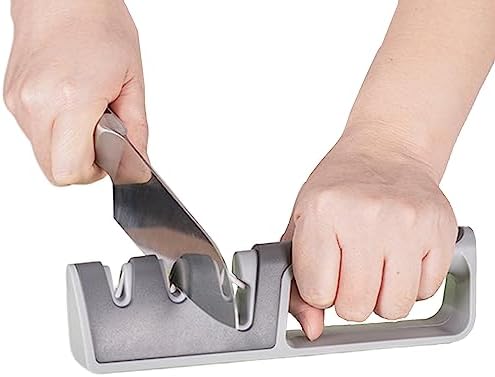 Three in One Knife Sharpeners, Knife Sharpener for Kitchen Multi-Functional Tungsten Steel Munual Knife Sharpening Scissor Sharpener for Kitchen Camping Outdoor Grilling