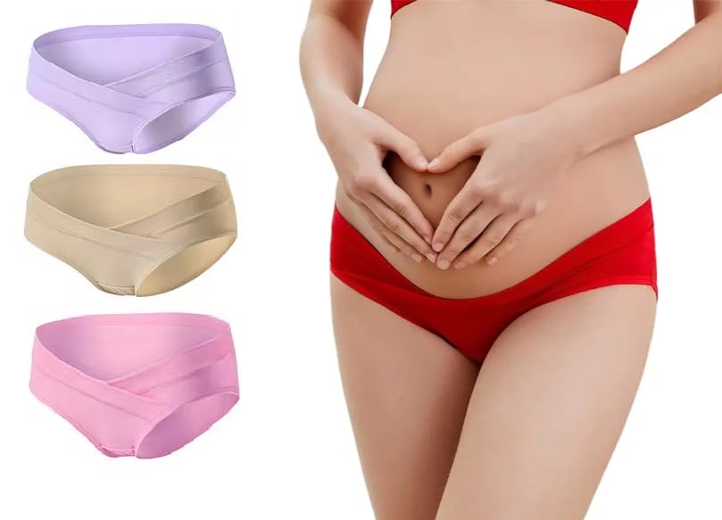 Women Low-Rise Maternity Panties That Won't Dig into Your Belly Pack of 3-image-4