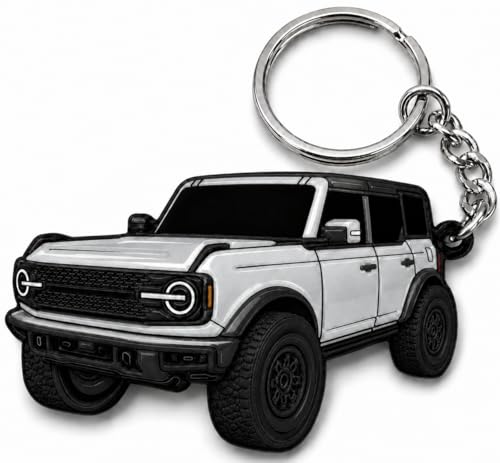 FOUR WHEEL BEAST Bronco Keychain Accessories 2023 4 door key chain Fob Cover Cool Car Mods (Silver/Cactus Gray)