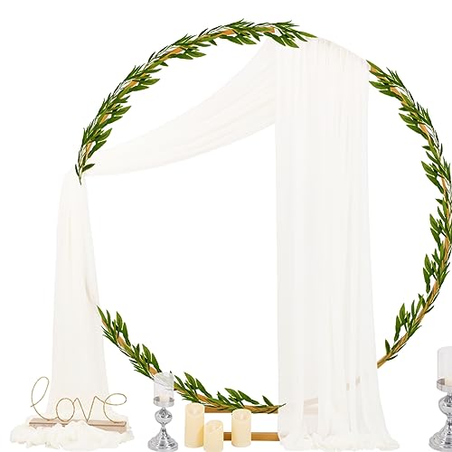 Image of Socomi Ivory White Wedding Arch Draping Fabric 29 inch x 20Ft 4 Panels Sheer Outdoor Curtain Drapes Extra Long for Bridal Baby Shower Ceremony Birthday Party Decor
